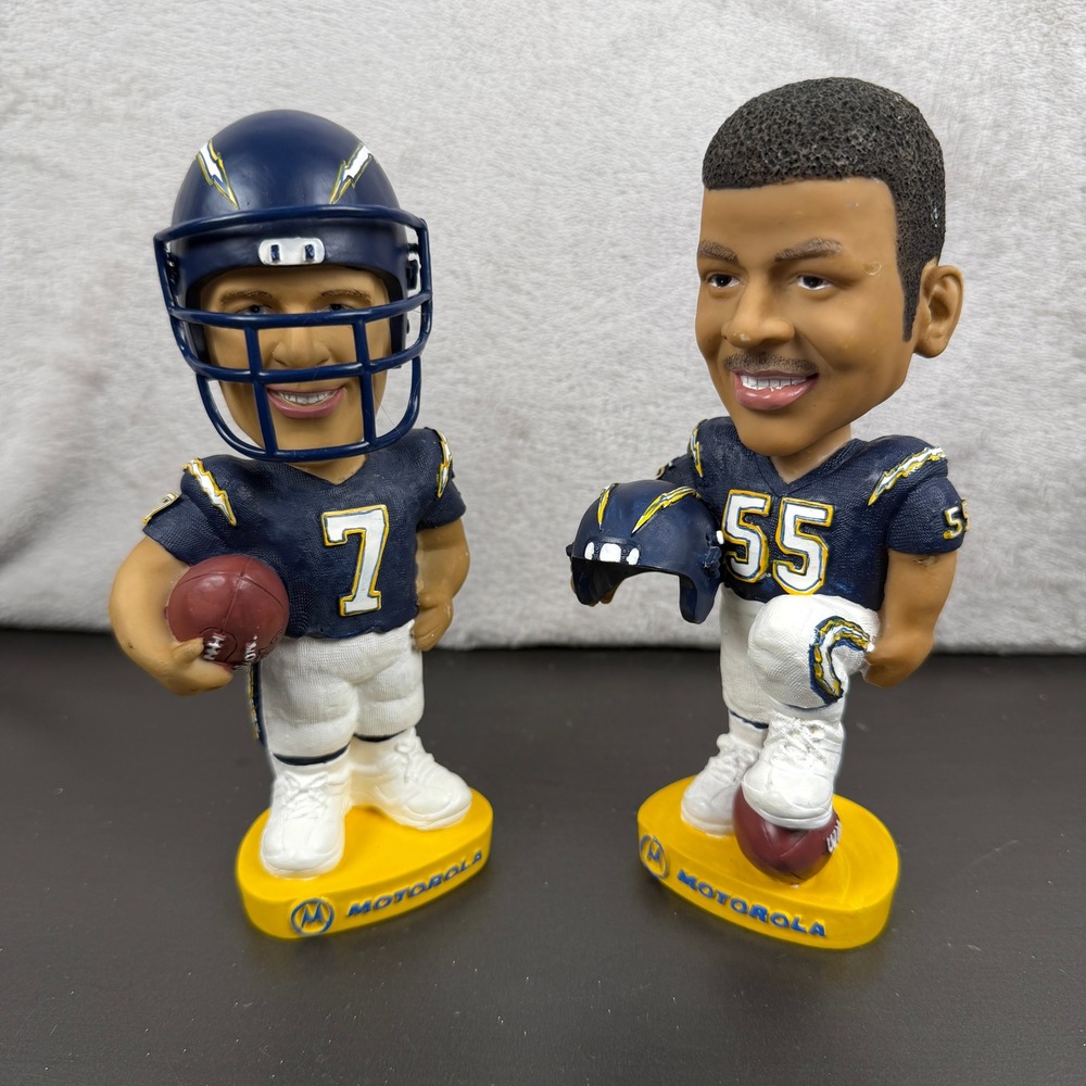 San Diego Chargers Bobblehead Set Doug Flutie #7 Junior Seau #55 Motorola NFL